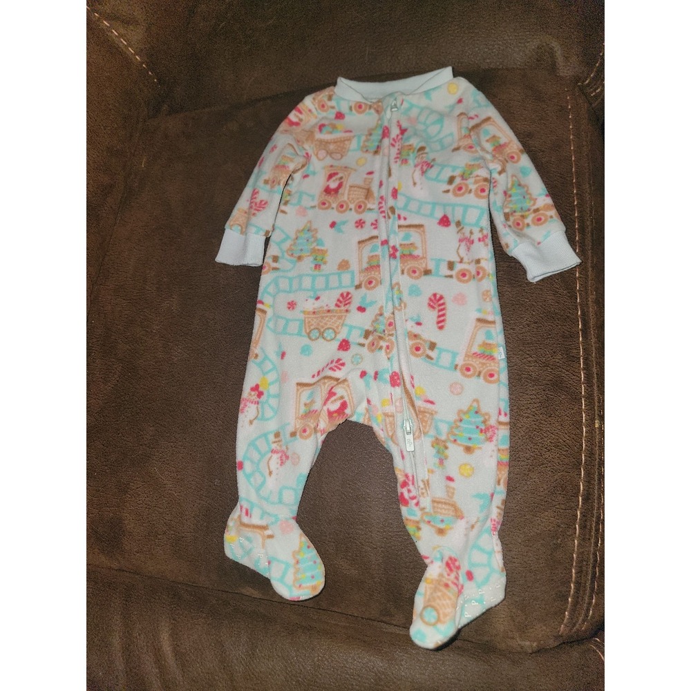 Posh peanut‎ holiday Christmas tree santa train romper one piece size newborn
